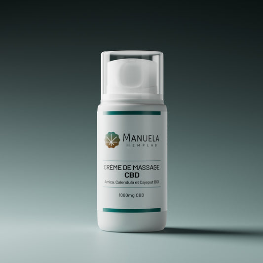 Indicada para golpes, dolores musculares y piernas cansadas. Esta crema de masaje combina extracto de cáñamo de amplio espectro (CBD Full Spectrum), árnica BIO, caléndula y cajeput BIO para proporcionar un alivio natural, inmediato y duradero. Su textura ligera y de rápida absorción permite una aplicación cómoda sin dejar residuos grasos, ideal para masajes localizados en zonas de tensión o fatiga muscular.